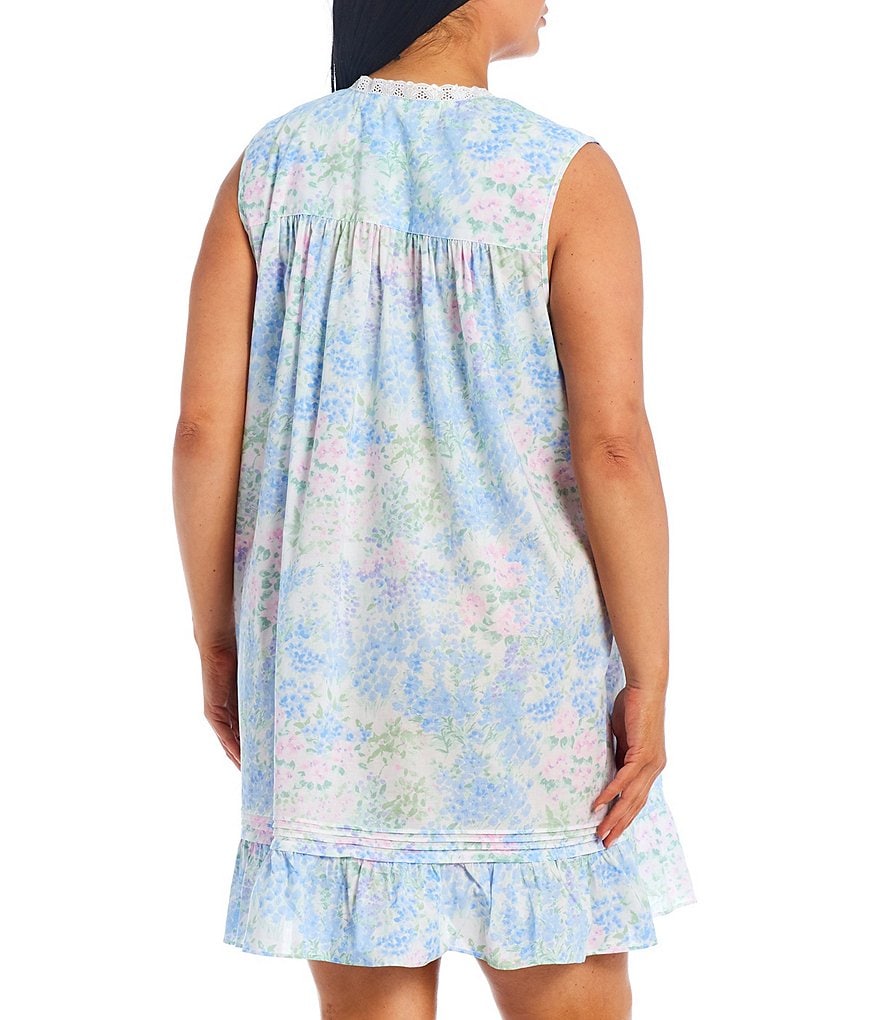 Eileen West Plus Floral Print Woven Sleeveless Nightgown