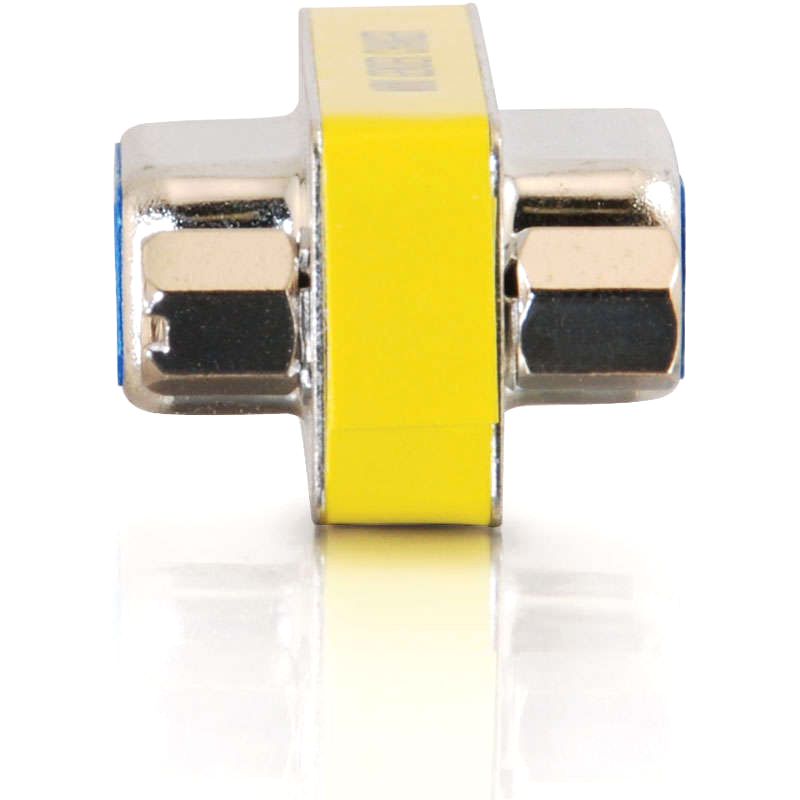 C2G DB9 F/F Mini Gender Changer (Coupler) - 1 x DB-9 Female Serial - 1 x DB-9 Female Serial - Silver, Yellow