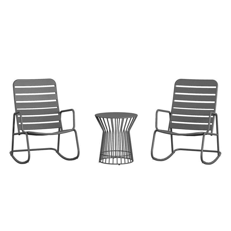 Roberta 3pc Outdoor/Indoor Rocker Set- Charcoal Gray - Novogratz