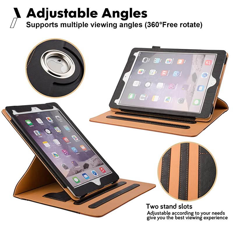 New iPad 7th Generation Tablet Leather Case 102inch2019 Releases 360 Degree Rotating MultiAngle Viewing Folio Stand Cases with Pencil Holder for iPad 102 7th Gen BlackBrown
