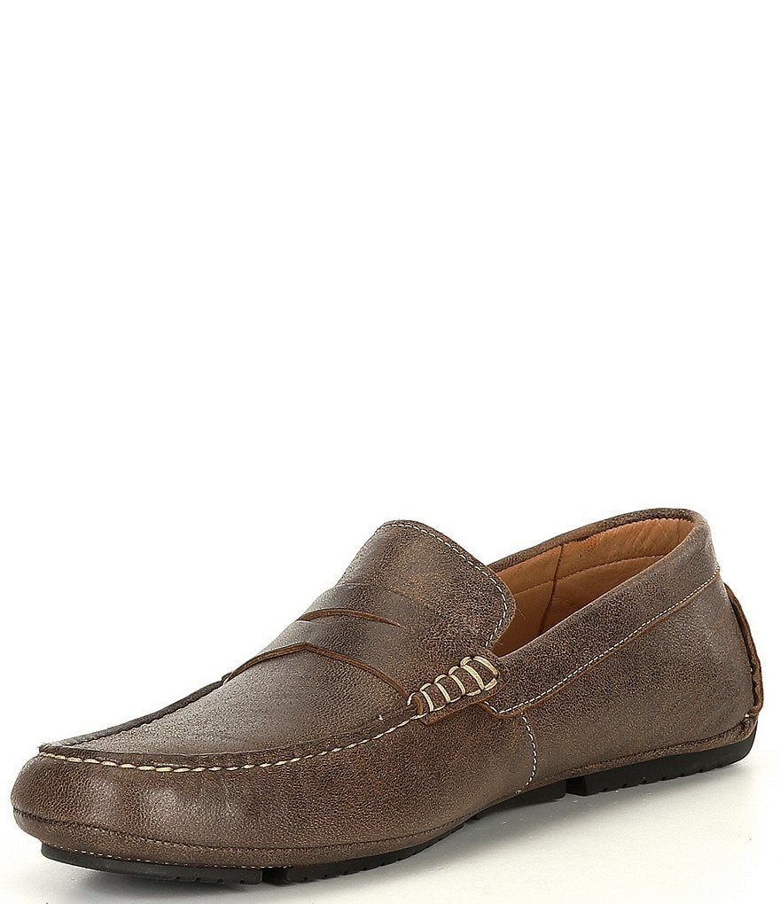 Flag LTD. Men's Morgan Distressed Vintage Leather Penny Loafer Moccasins