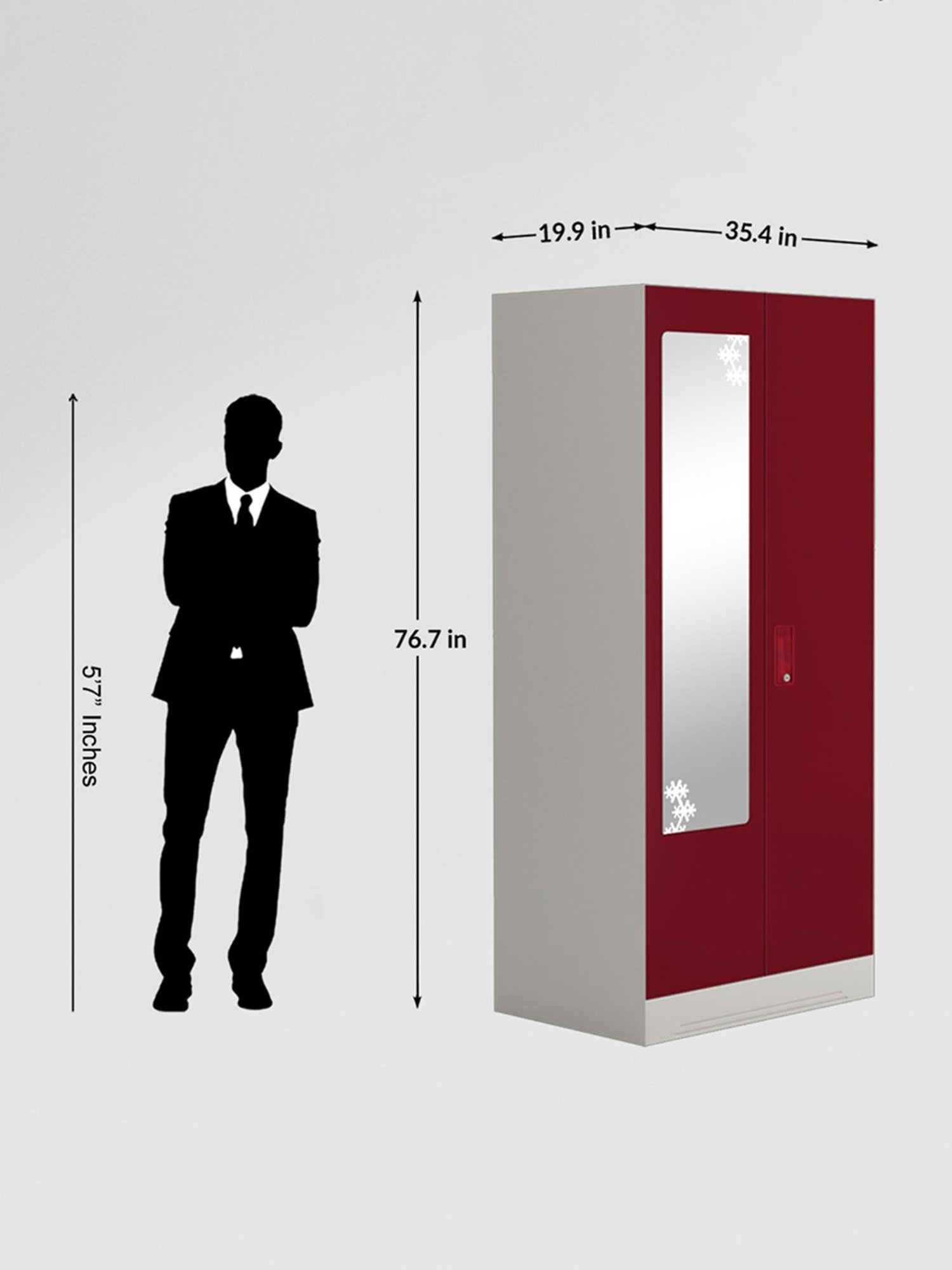 Godrej Interio Slimline 2-Door Steel Almirah, Red (1-Year Warranty)