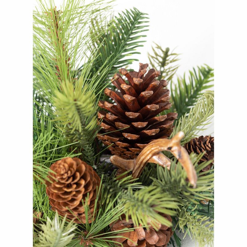 Sullivans Pine & Antler Artificial Orb Decorative Filler 11"H Green