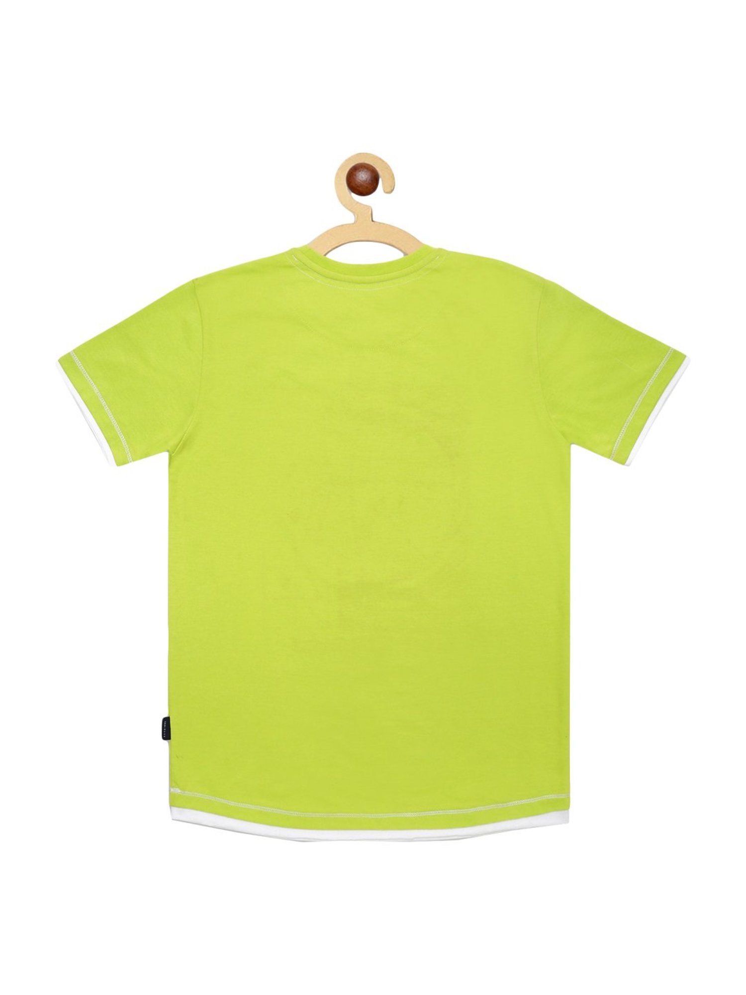 Li'l Tomatoes Kids Neon Green Cotton Graphic Print T-Shirt