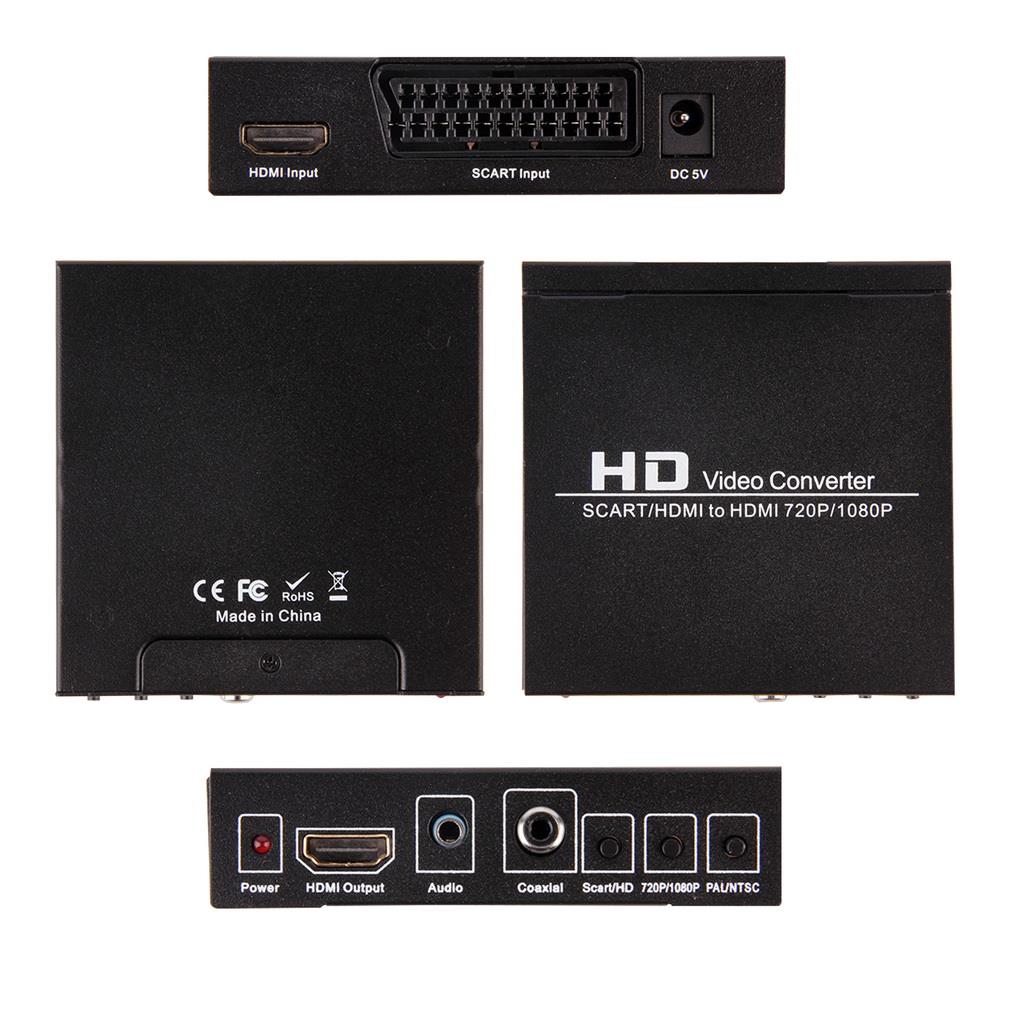 Scart/HDMI to HDMI 720P 1080P HD Video Converter Monitor Box For HDTV DVD STB