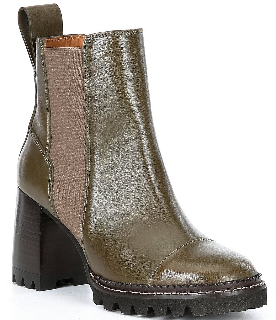 See by Chloe Mallory Leather Block Heel Booties