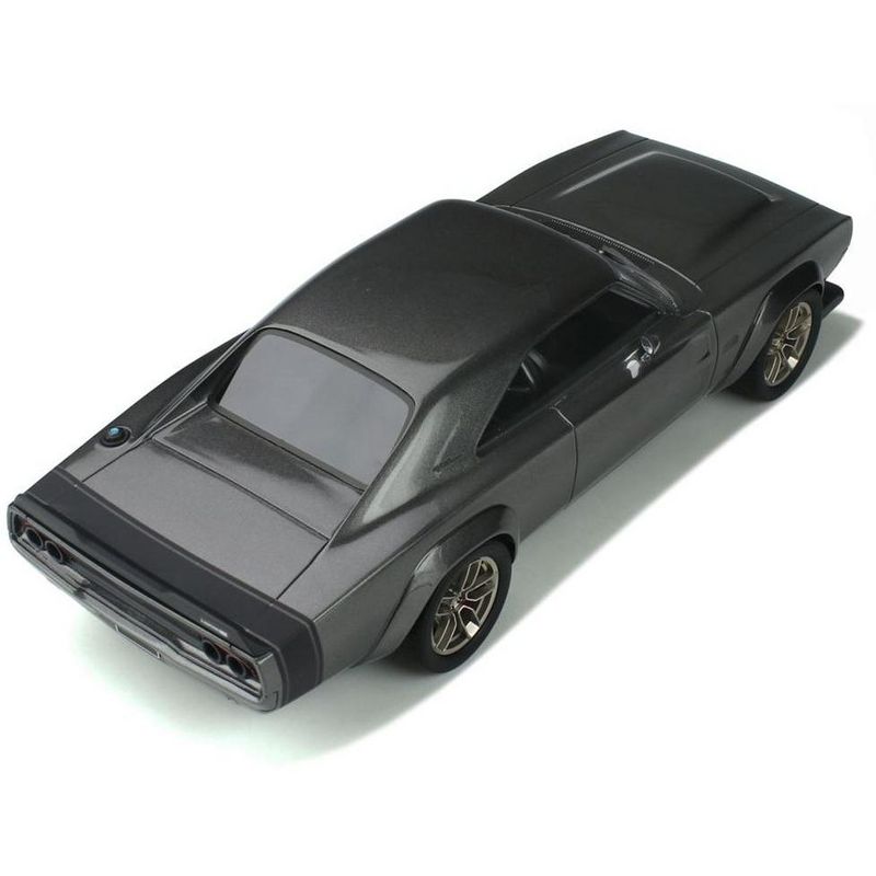 1968 Dodge Super Charger Hellephant Dark Gray Metallic with Black Tail Stripes 1/18 Model Car by GT Spirit
