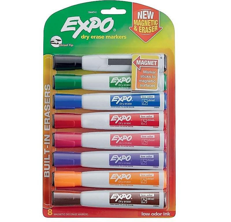 EXPO Magnetic Dry Erase Marker Chisel Tip Assorted 8/Pack 1944741