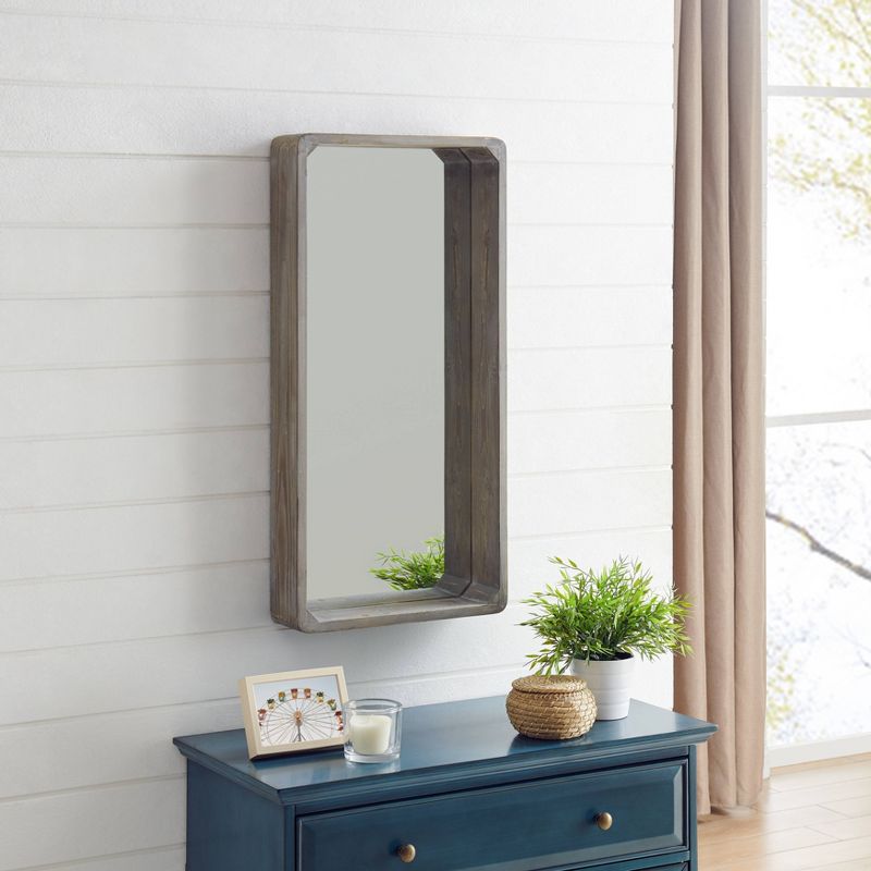 32" x 15.75" Shadow Box Wall Mirror White Wash Wood - Danya B.