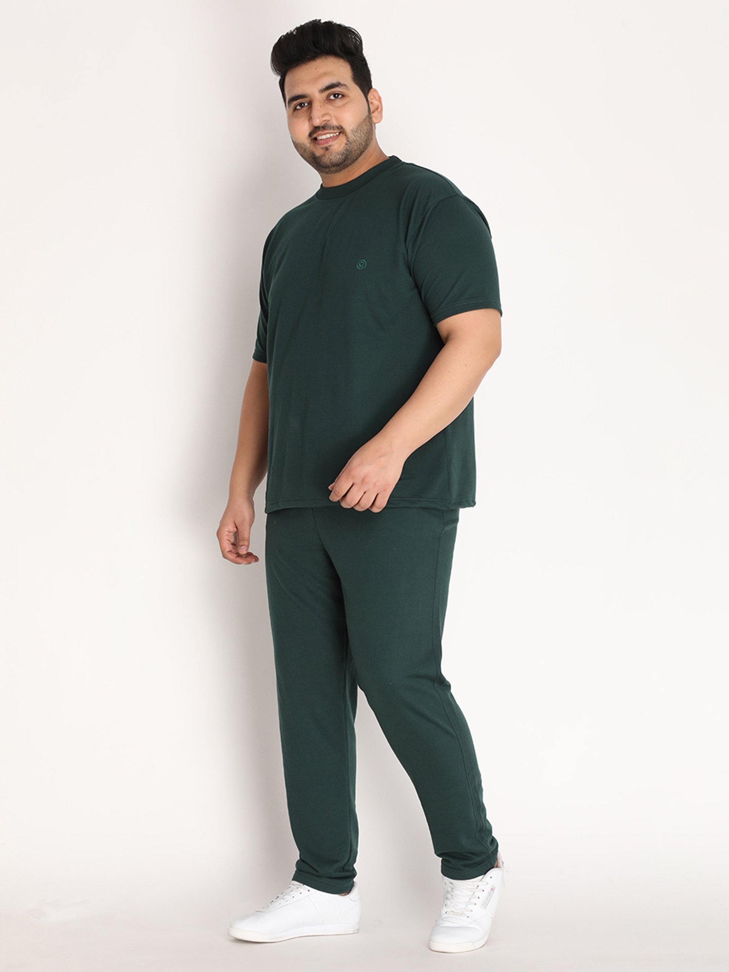 Chkokko Bottle Green Cotton Relaxed Fit Track Suit