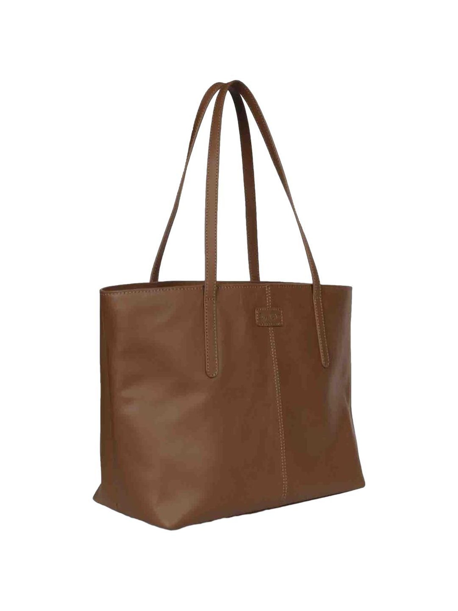 Favore Tan Solid Medium Tote Handbag