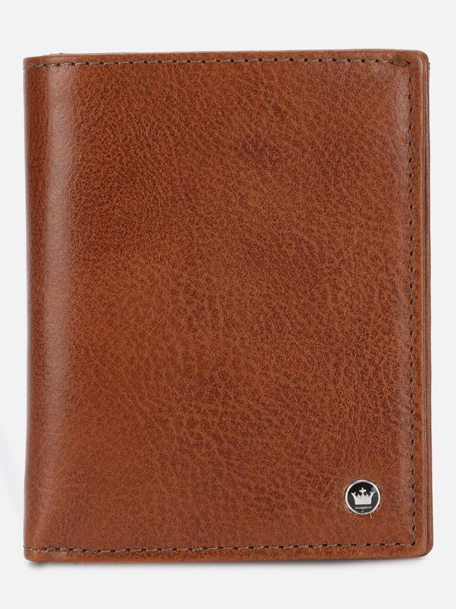 Louis Philippe Brown Leather Solid Bi-Fold Wallet