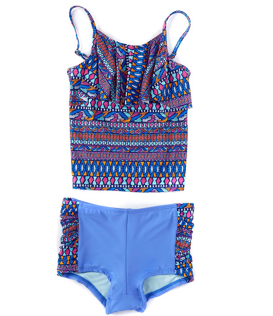 Flapdoodles Big Girls 7-10 Rainbow Tankini & Skirted Two-Piece Swimsuit