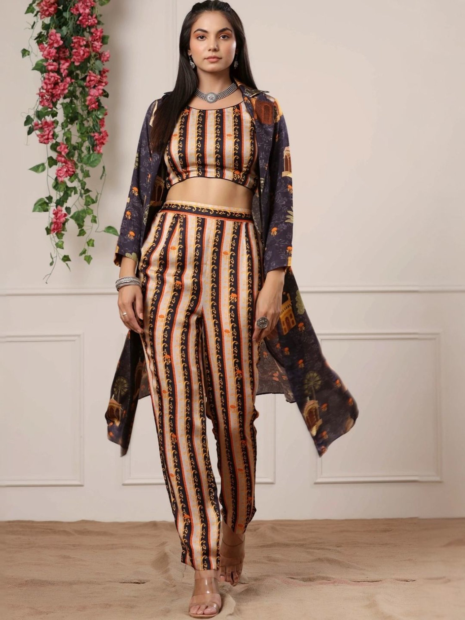 Melon by PlusS Blue Printed Shirt Pant Set