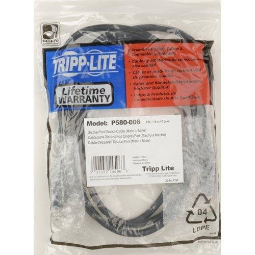 Tripp Lite DisplayPort Cable with Latches (M/M), DP to DP, 4K x 2K, 15-ft. (P580-015)