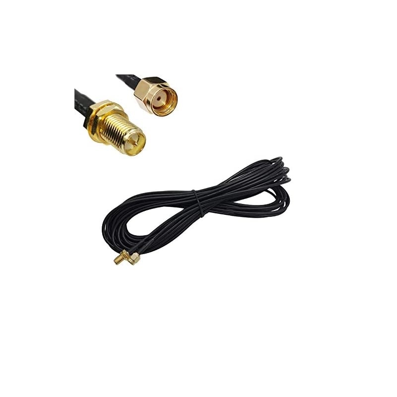 RP-SMA Male to Female WiFi Antenna Connector Extension Cable Black (10ft)