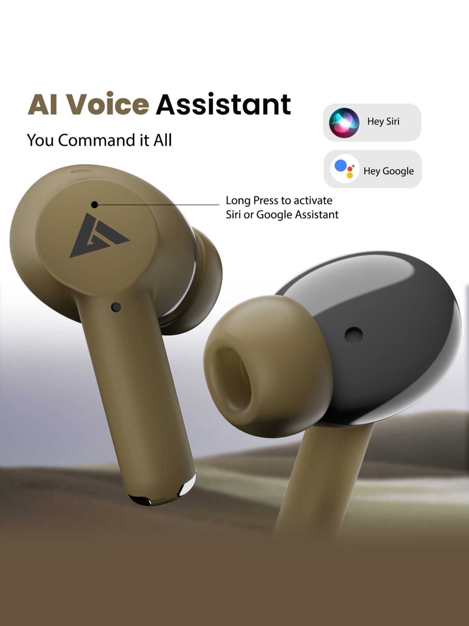 Boult Audio W40 In Ear BT Earbuds with Quad Mic ENC & 48H Battery Life (Khaki Green, True Wireless)