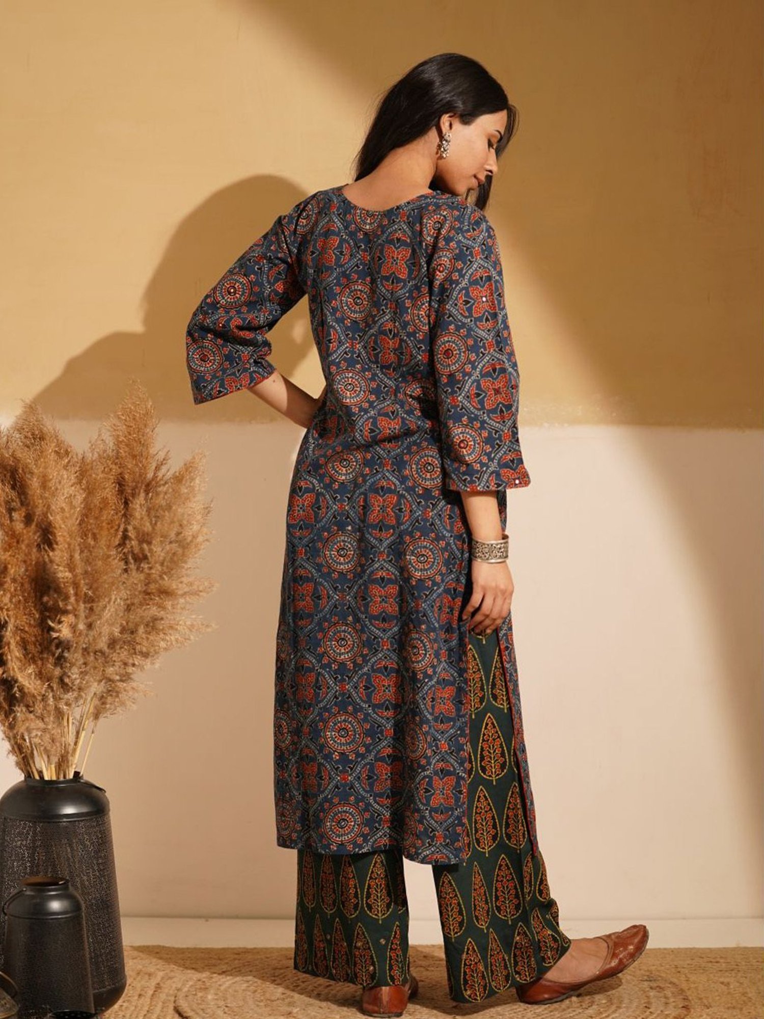 Love Chic Green Cotton Ajrakh Palazzos