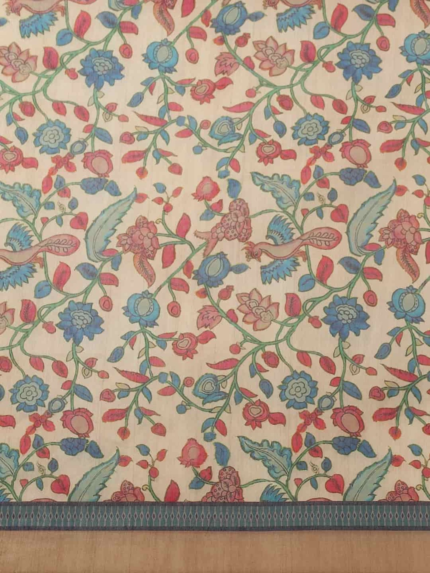 Unnati Silks Red Silk Printed Saree With Unstitched Blouse