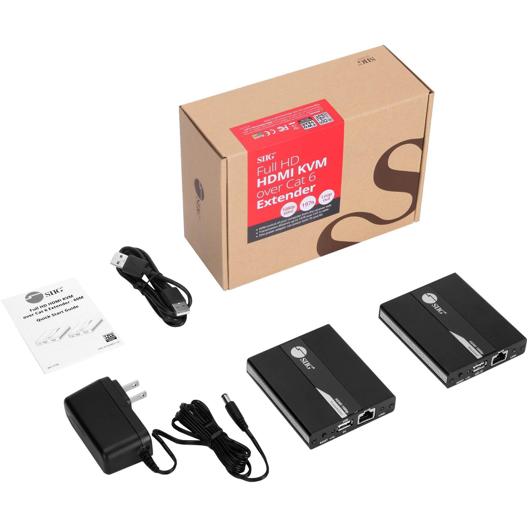 SIIG Full HD HDMI KVM over Cat 6 Extender 60M CEH24G11S1