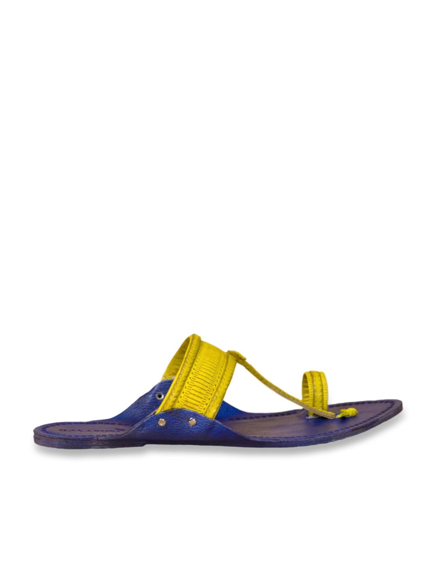 Kalapuri Men's Royal Blue Kolhapuri Sandals