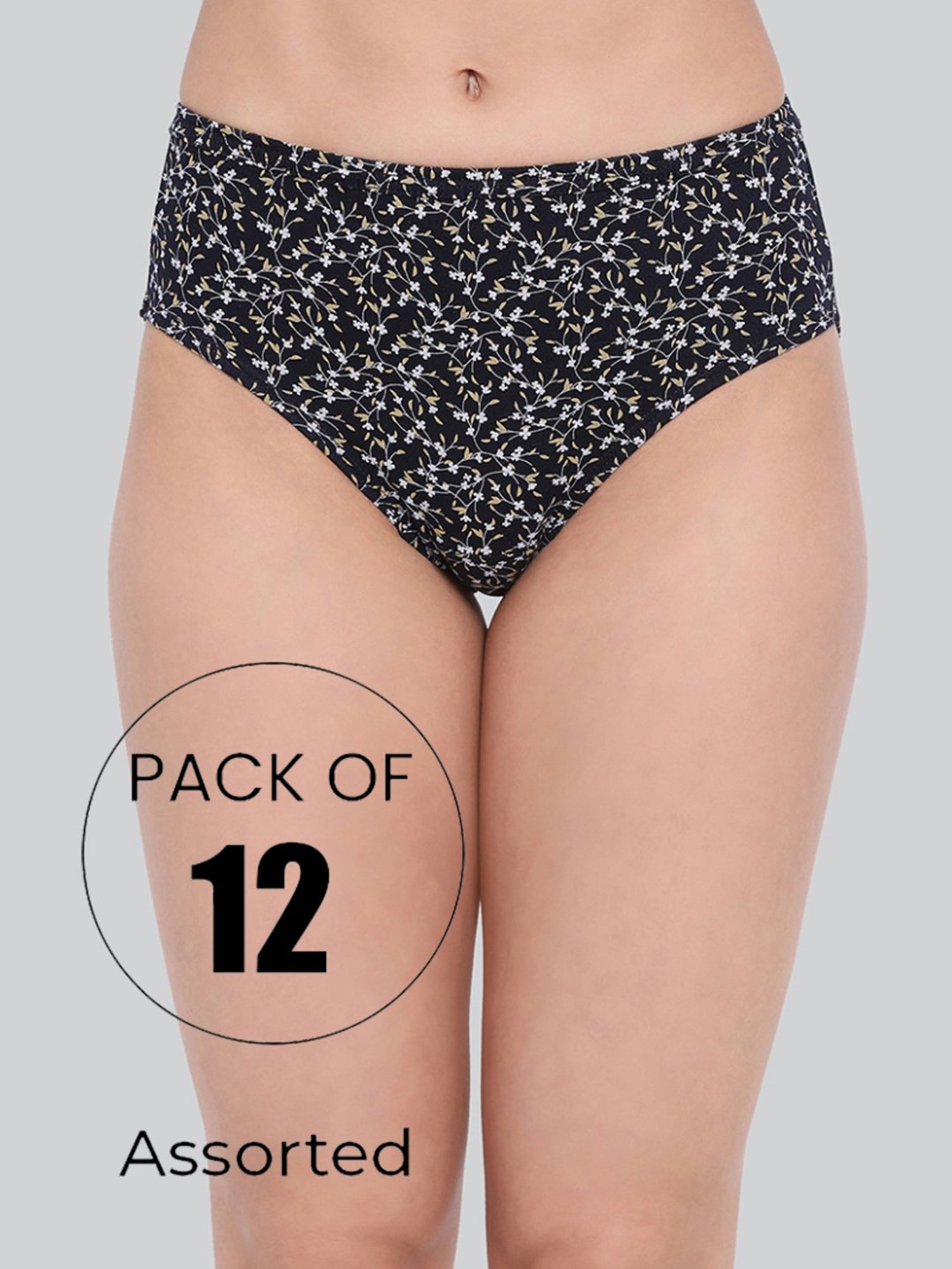 Lyra Assorted Color Cotton Printed Hipster Panties - Pack Of 12