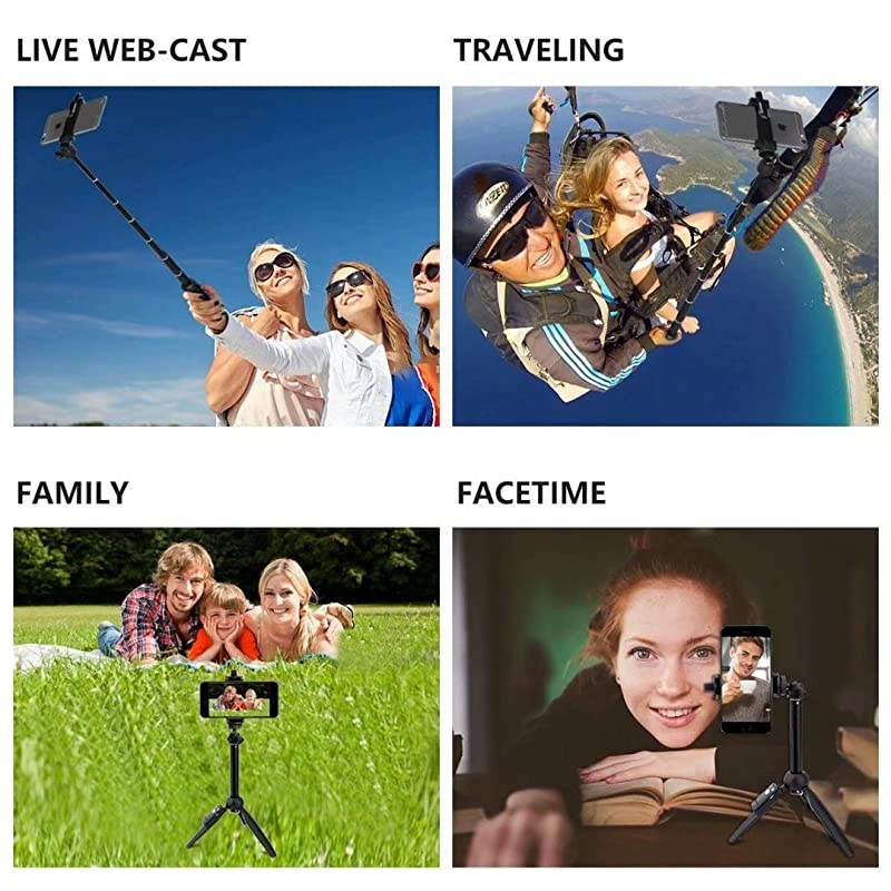 Stick40 Inch Extendable Stick Tripod and Phone Tripod Stand with Rechargeable Wireless RemoteCompatible with iPhone 11 Pro Xs X 8 7 6 PlusSamsung Galaxy S8 S9 S10GoproCamera