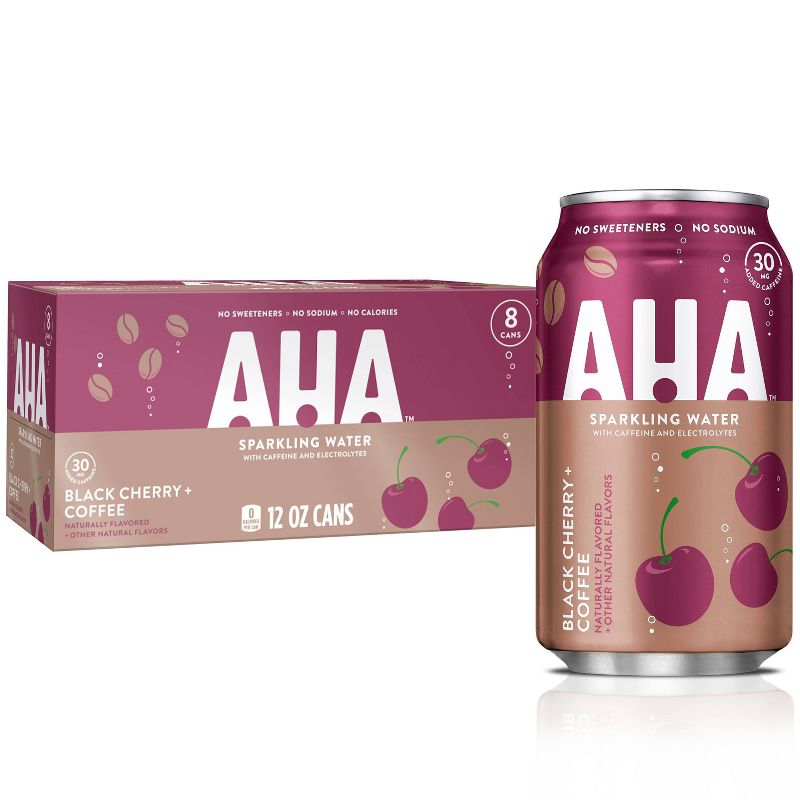 AHA Black Cherry + Coffee Sparkling Water - 8pk/12 fl oz Cans
