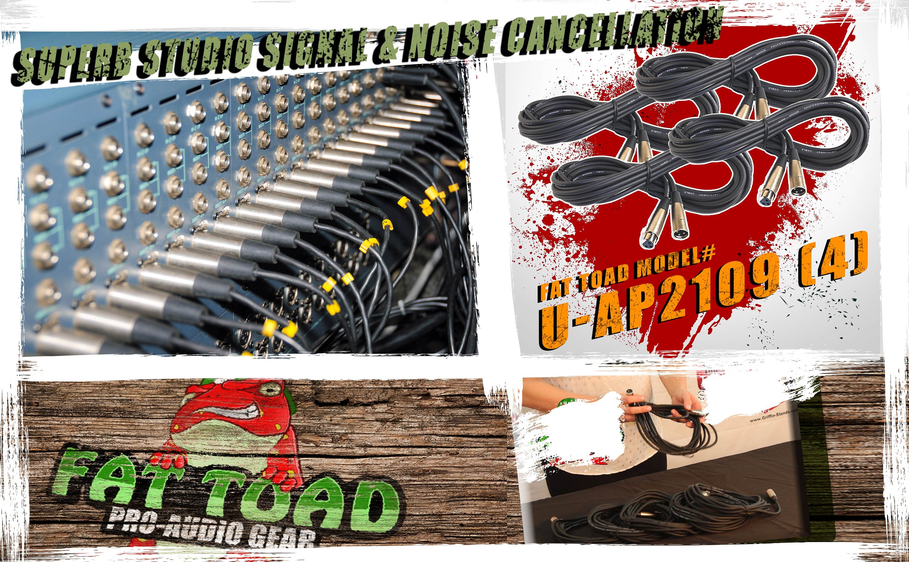 Microphone Cables by FAT TOAD | (4 Pack) 20ft Pro Audio XLR Mic Cord Patch Extension with Female & Male Connector | 20 AWG Shielded Wire & Balanced for Recording Studio Mixer | Live Sound Stage Gear