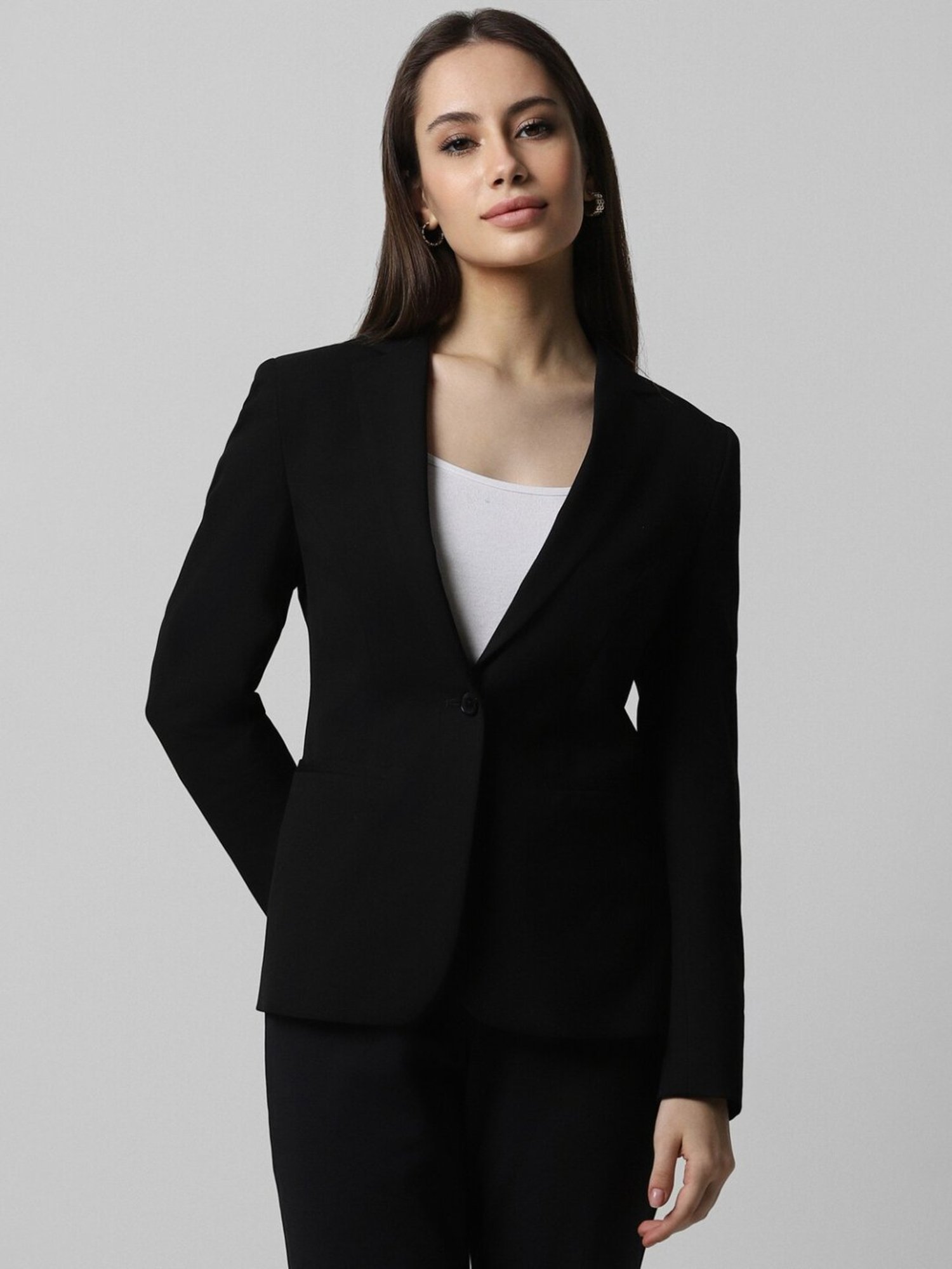 Van Heusen Black Regular Fit Formal Blazer