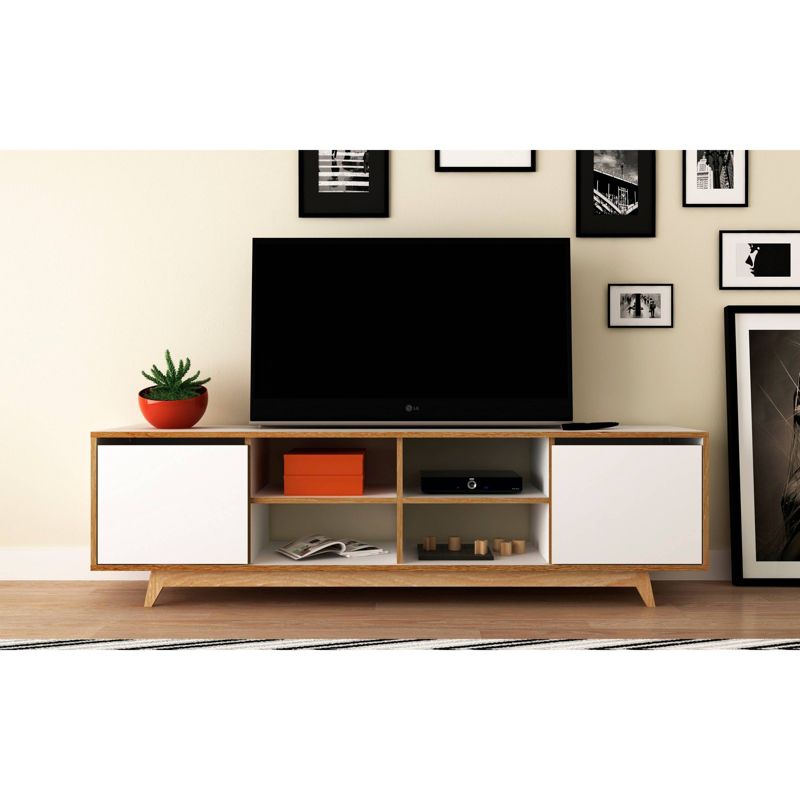 Jones TV Stand for TVs up to 60" White/Pine Wood - Manhattan Comfort