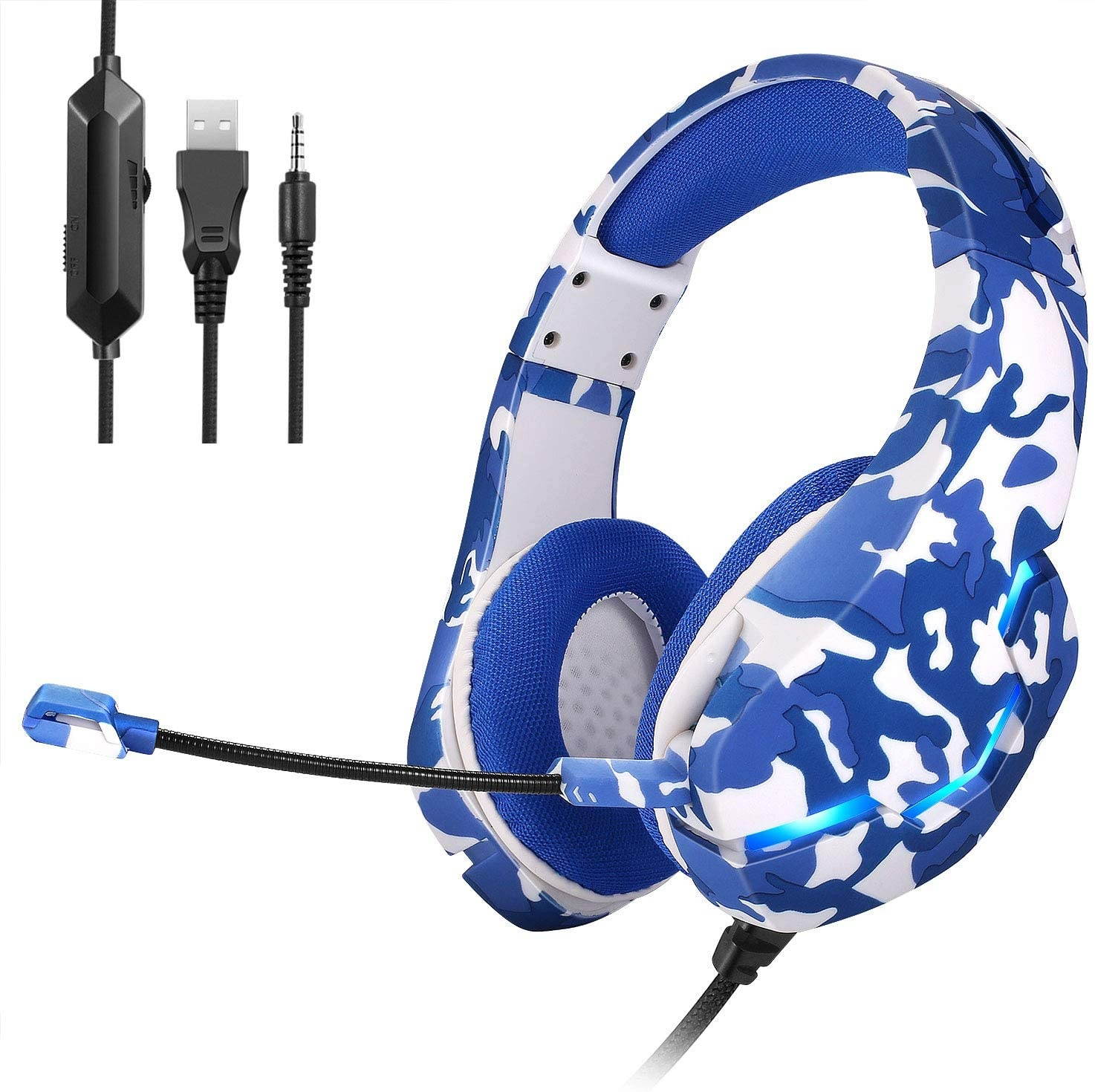 TYUOBOX Camo Gaming Headset for PS4, PC, Xbox One Controller. Headset with Noise Canceling Mic & RGB Light, Gaming Headset with Microphone Compatible w