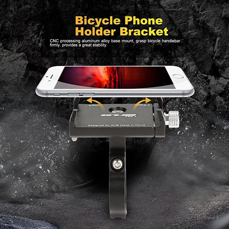 Phone Mount Aluminum Alloy Adjustable Bicycle Phone Holder Clip Handlebar Phone Support BracketBlack