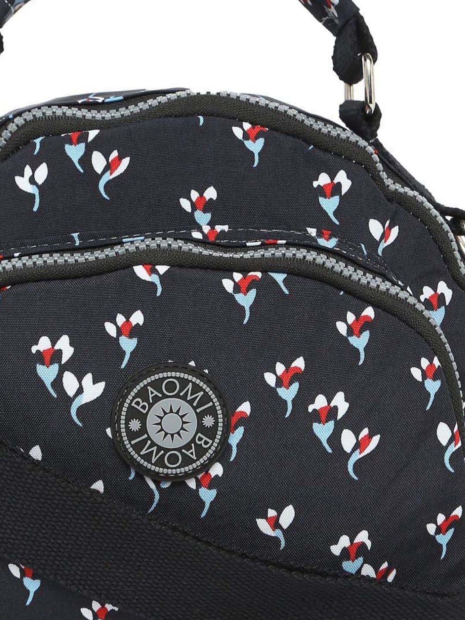 Baomi Black Printed Medium Cross Body Bag