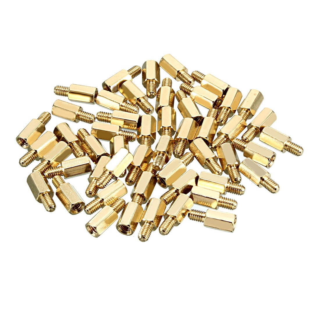 50pcs M4 10+6mm Female Male Thread Brass Hex Standoff Spacer Screws PCB Pillar