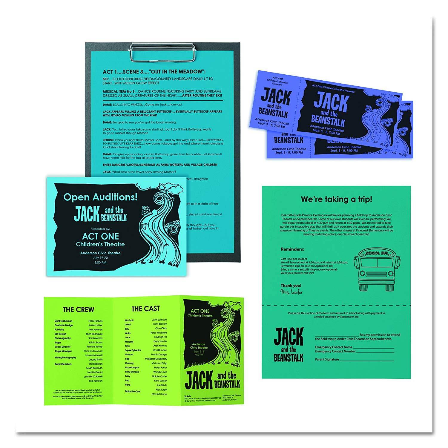 Astrobrights Color Paper, 8.5  x 11 , 24 lb/89 gsm,"Cool" 5-Color Assortment, 500 Sheets (20274)