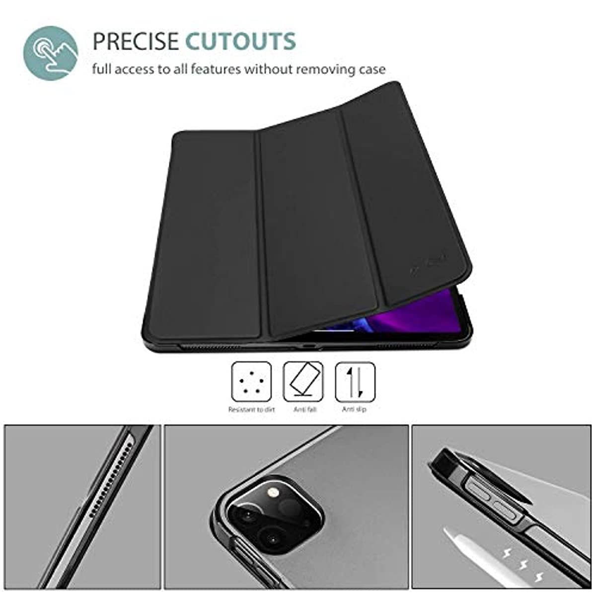 ProCase Black iPad Pro 12.9 Slim Case 4th Generation 2020 & 2018 Bundle with iPad Pro 12.9 Tempered Glass Screen Protector