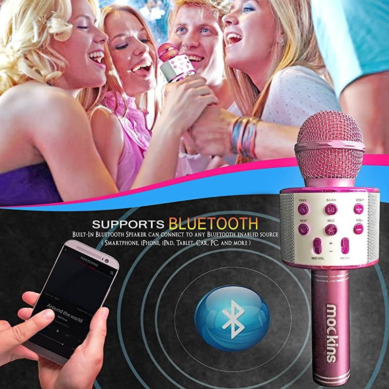 Wireless Bluetooth Karaoke Microphone with Built in Bluetooth Speaker AllinOne Karaoke Machine | Compatible with Android amp iOS iPhone Purple Color