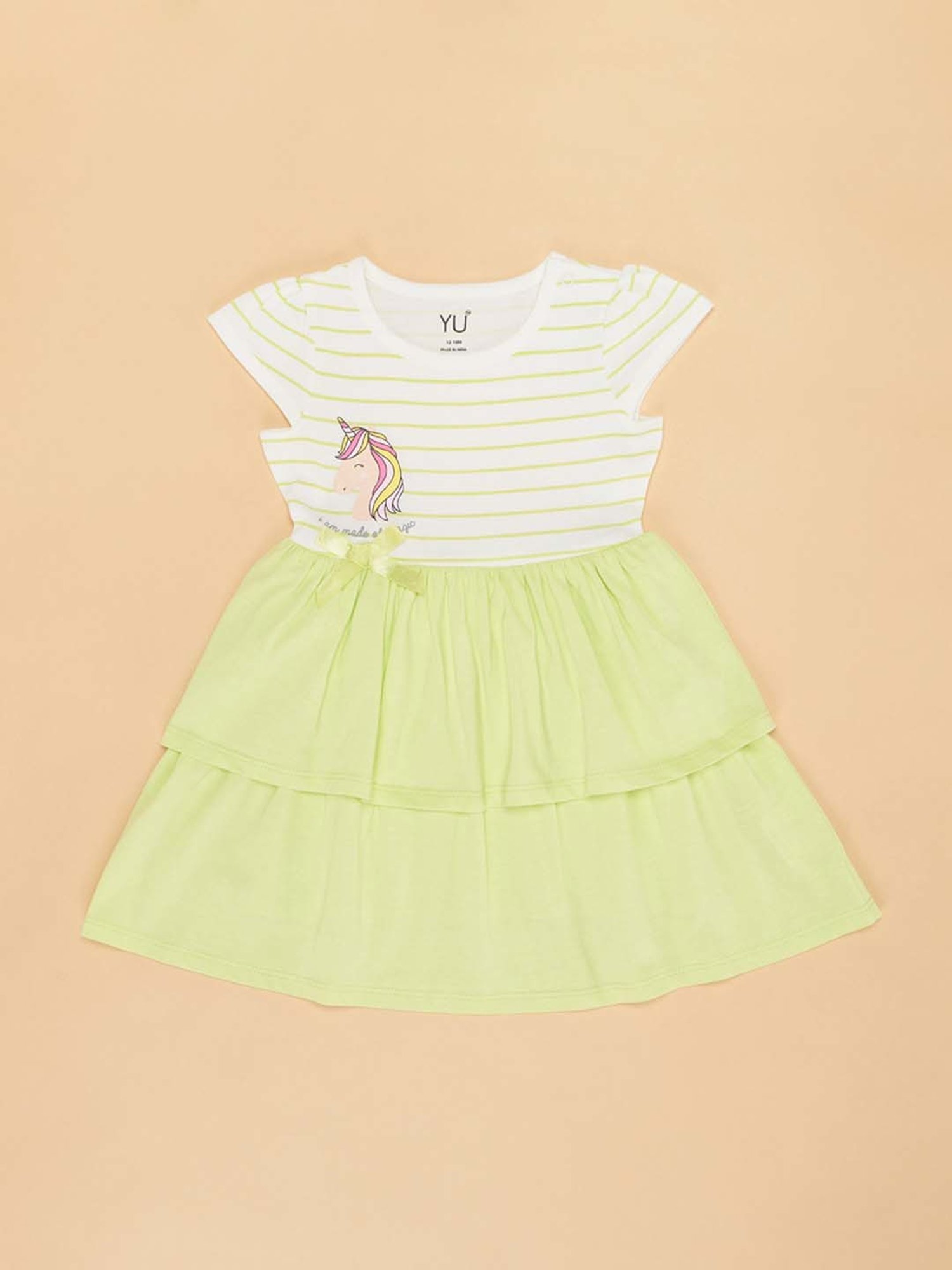 YU by Pantaloons Kids White & Purple Cotton Printed Dress