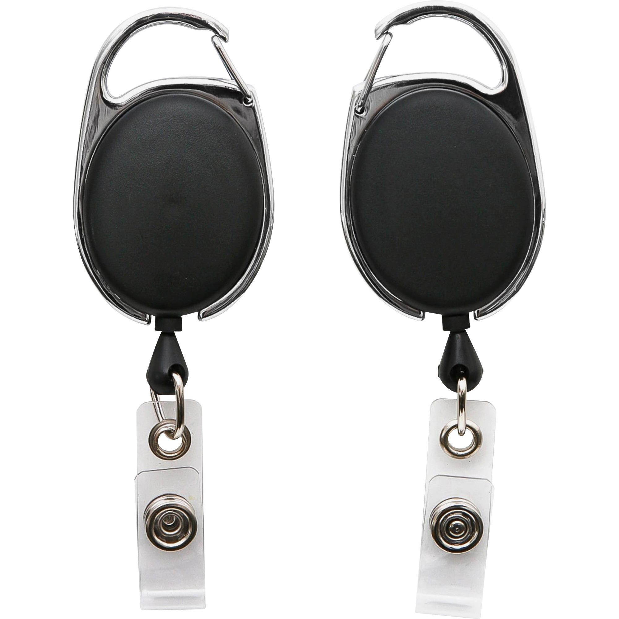 Baumgartens Clip ID Badge Reel, Caribiner Style, 30", Matte Black 68754