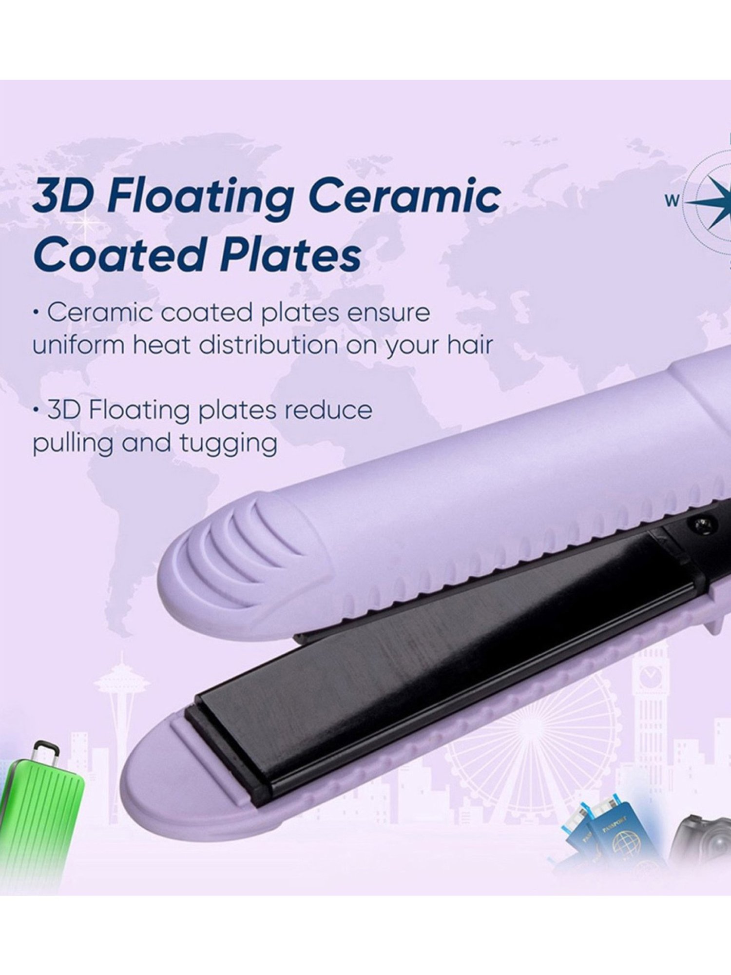 Vega Mini Hair Straightener for Women with Ceramic Coated Plates, Best for Travelling (VHSH-40)