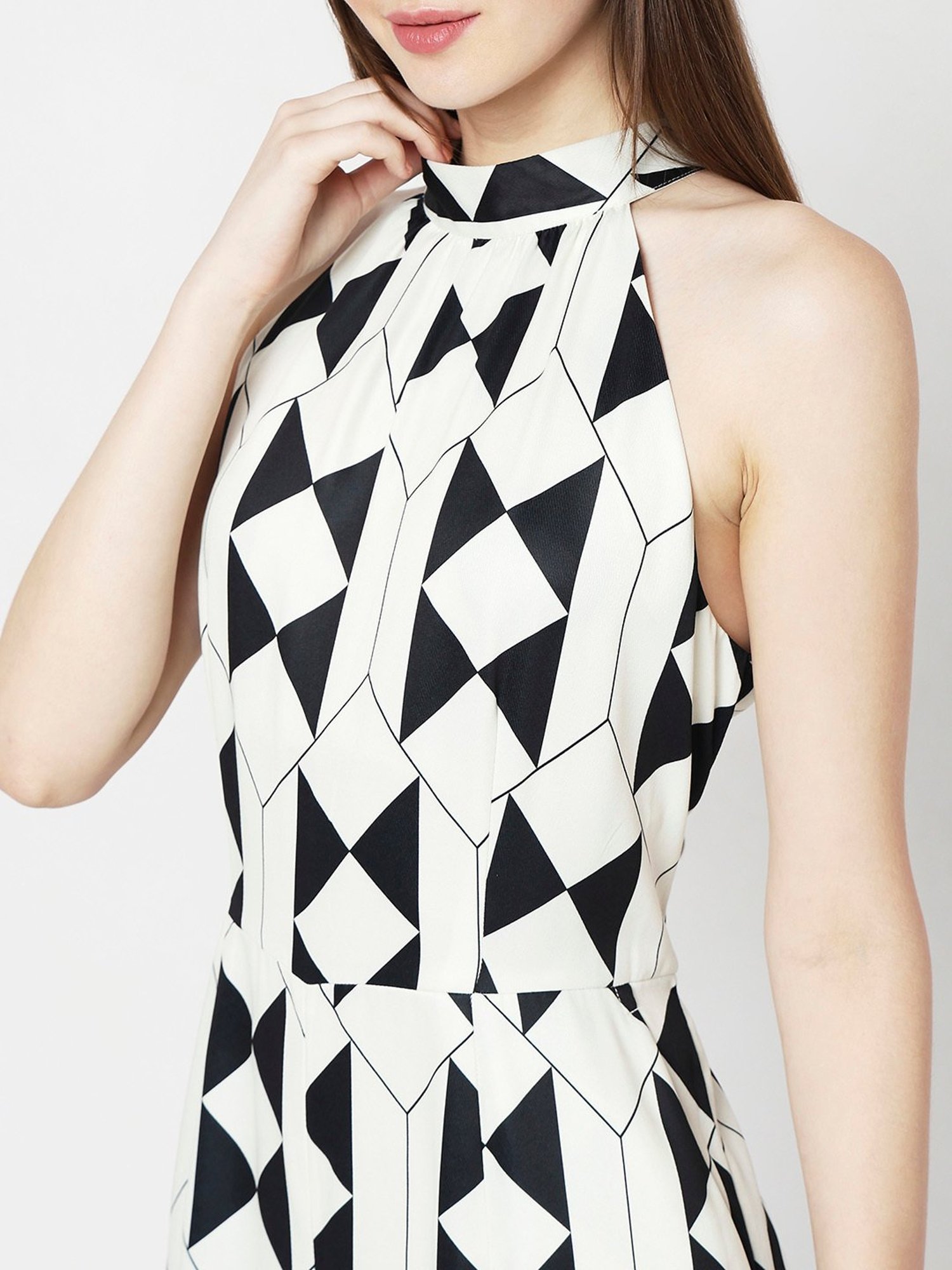 Vero Moda White & Black Printed Jumpsuit