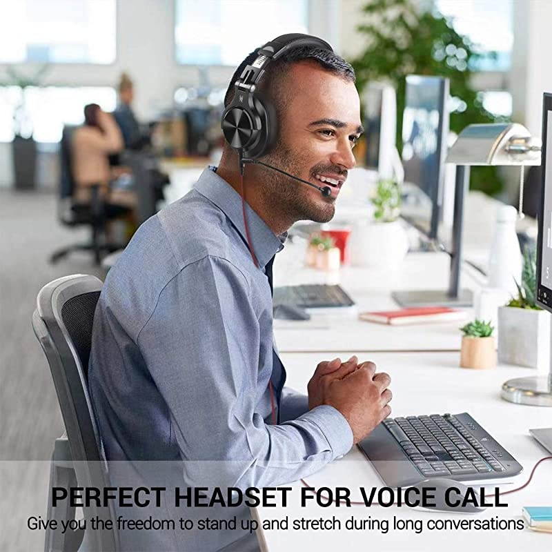 A71 PC Headsets with Boom Mic - Office Over Ear Wired Headphones for Business Meeting Skype Call Center Phone Laptop Gaming PS4 Xbox One, Headsets with Volume Control and Share-Port