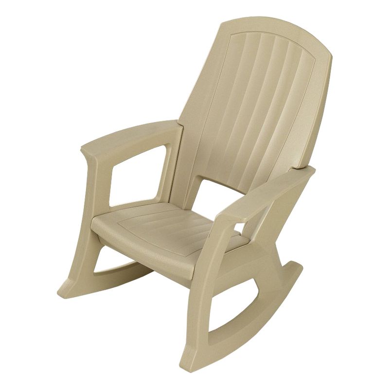 Semco Plastics SEMS Extra Large Recycled Plastic Resin Durable Outdoor Patio Rocking Chair, Sand Tan