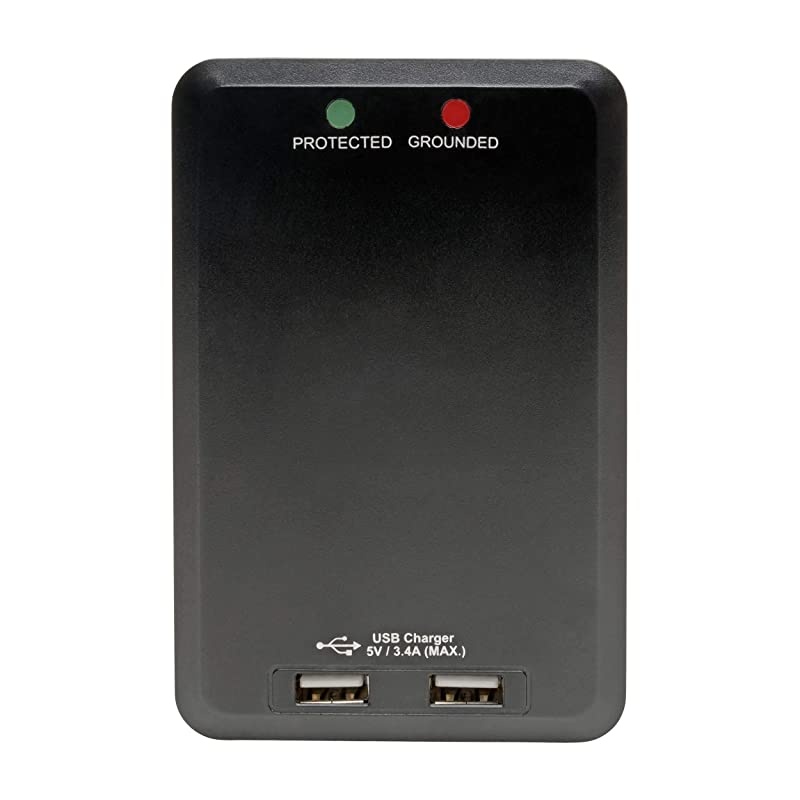 6 Outlet Surge Protector with USB Ports Direct Plugin Wall Outlet Surge Protector 1050 Joules 2 USB Black $20 000 Insurance TLP6SLUSBB
