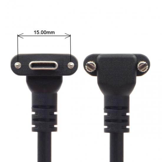 Cablecc 1.2M Down Up Angled USB 3.1 Type-C Dual Screw Locking to Standard USB3.0 Data Cable 90 Degree for Camera