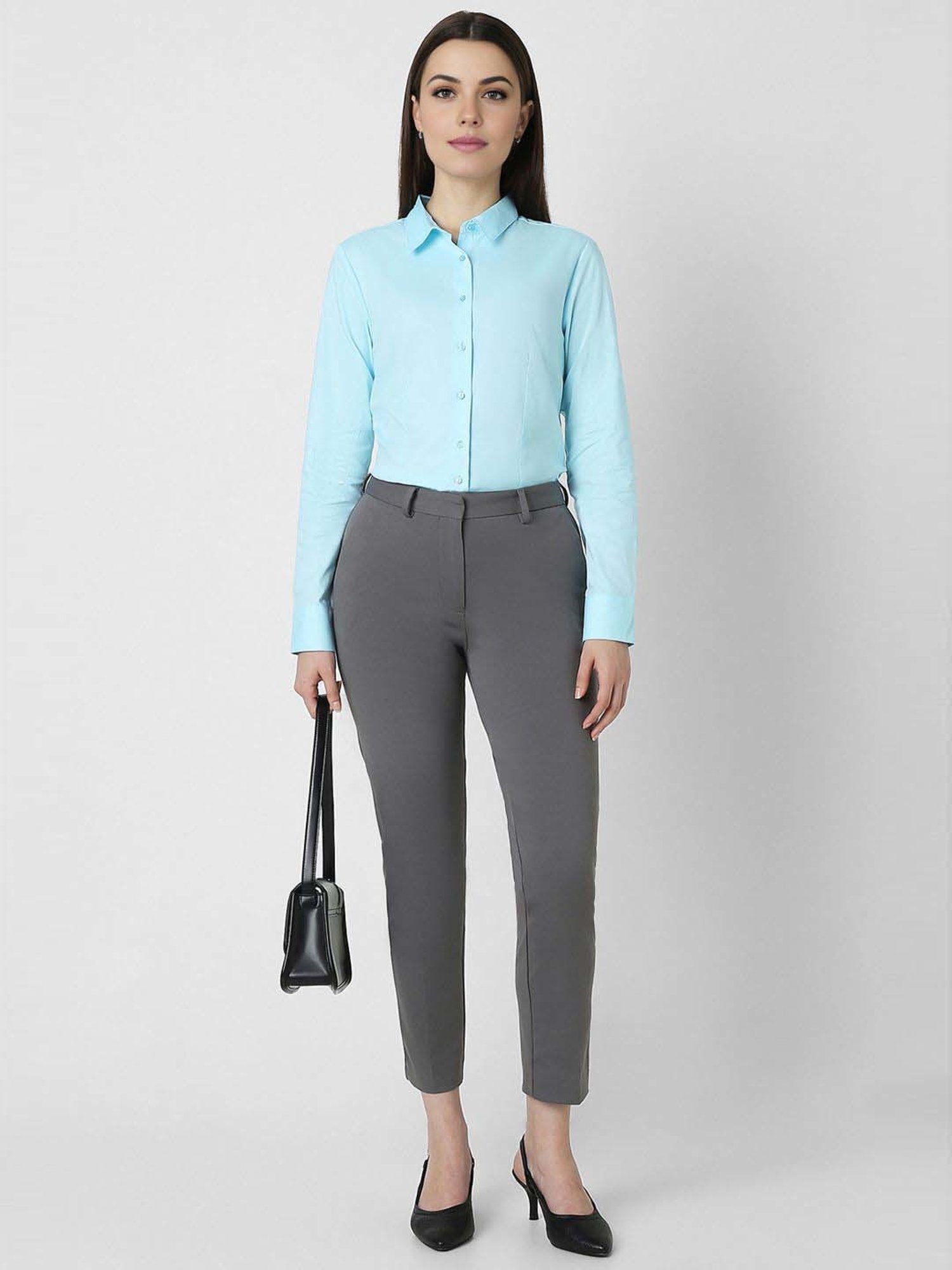 Van Heusen Blue Cotton Plain Formal Shirt