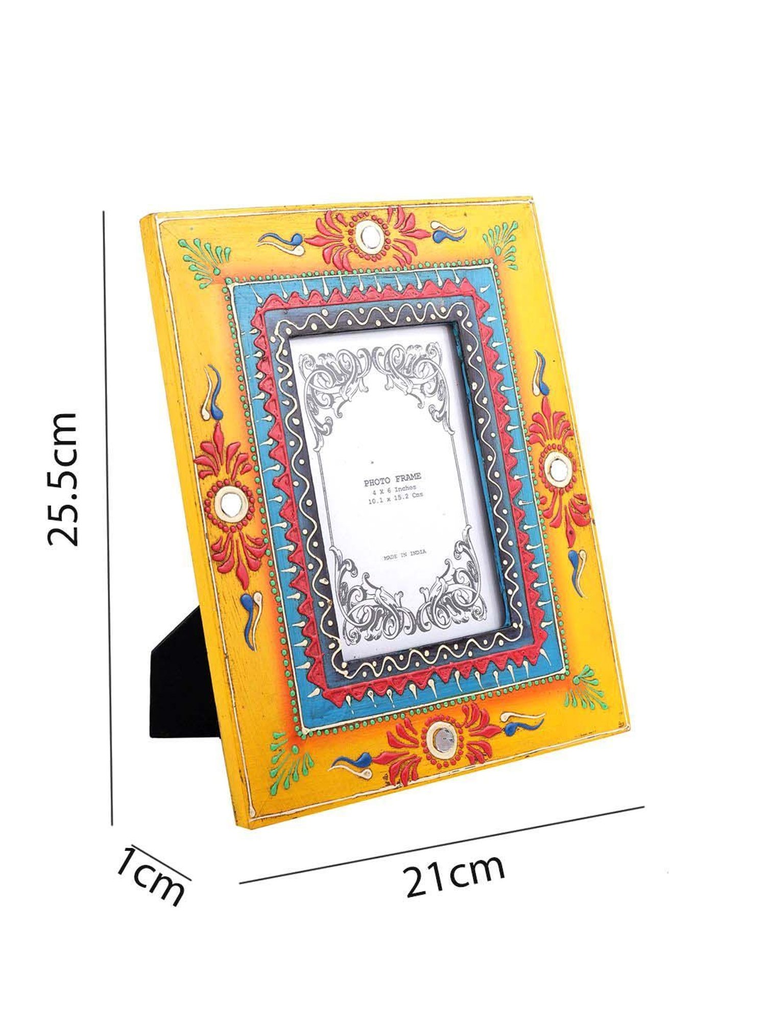 Aapno Rajasthan Yellow & Red Wooden Table Top Photoframe