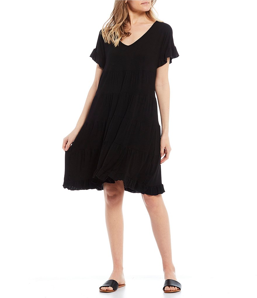 Angie Short Sleeve Tiered Babydoll Dress