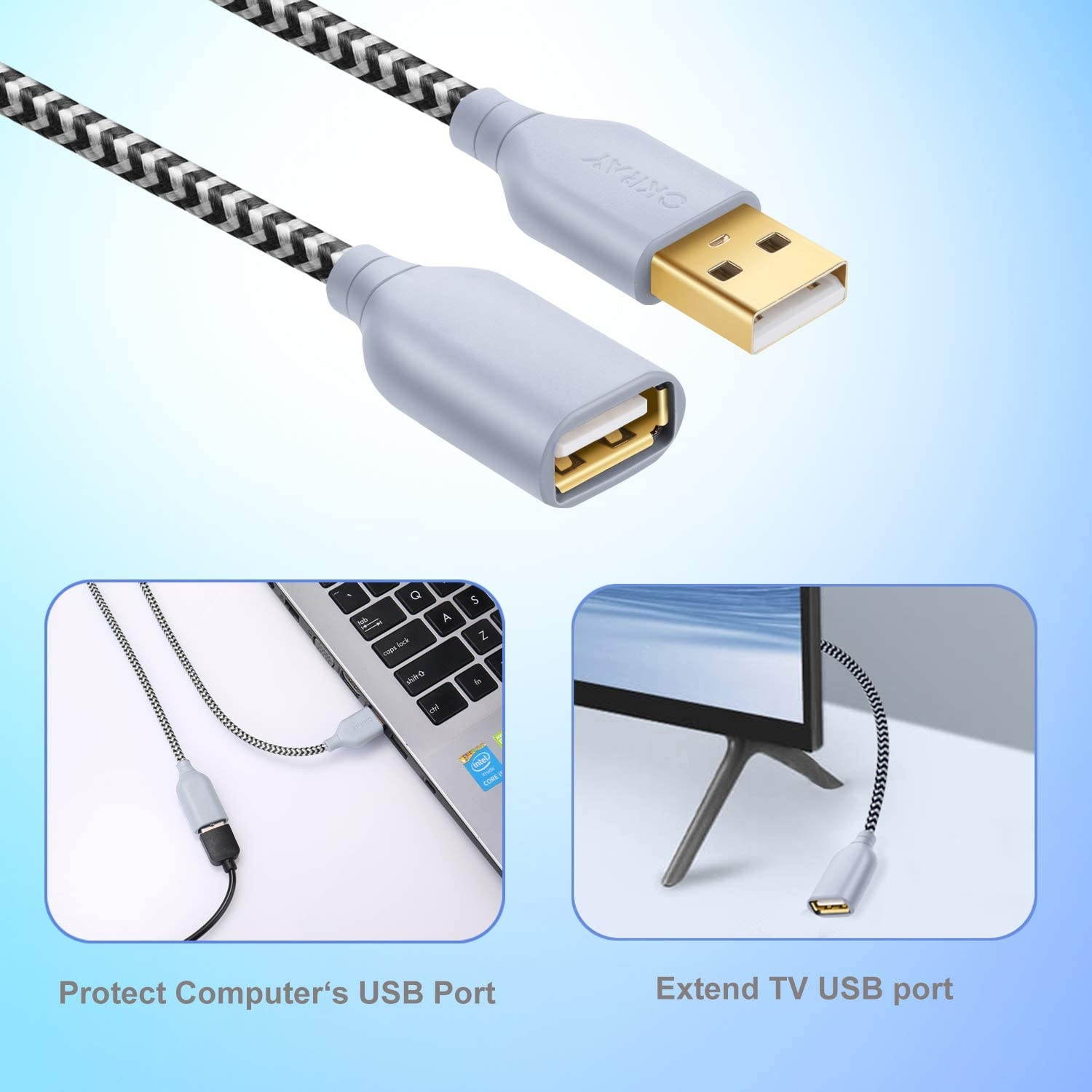 USB Extension Cable 6 FT OKRAY 5 Pack Braided Colorful Type A Male to A Female USB Extension Cord Extender Cable Compatible for Keyboard USB Flash Drive Game Controller and More (Multi-Colored)